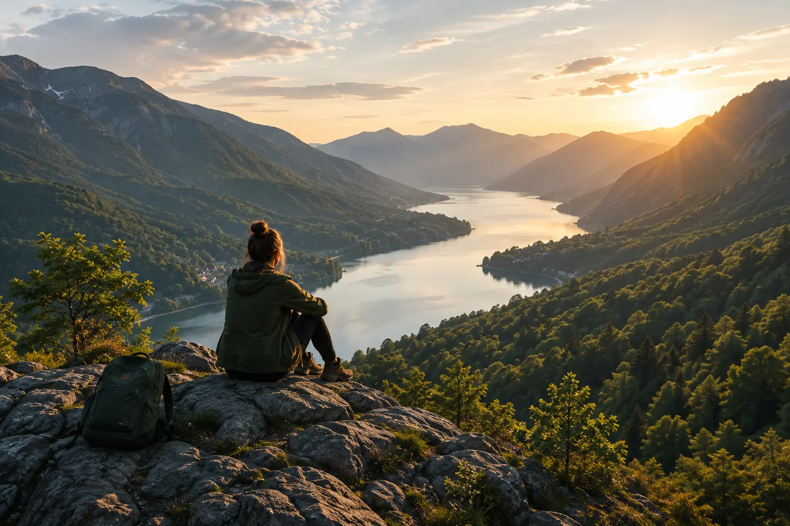 Ausblick auf Berge und einen See als Inspiration für einen Ausflug
